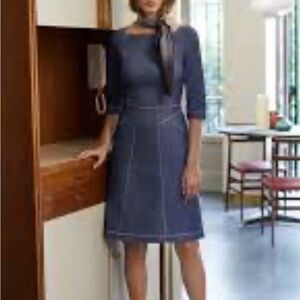 Piazza Sempione Blue Dress with White Accents